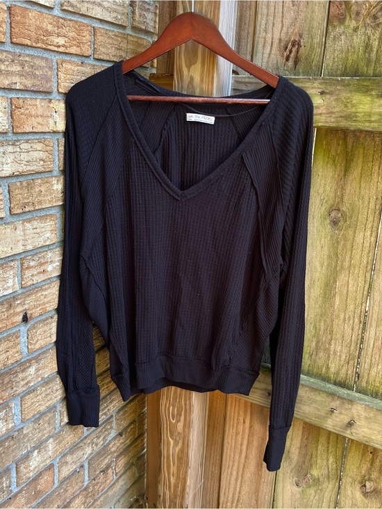 We The Free Tops - We The Free Black Oversized Waffle Knit Top